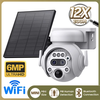 6MP 12X Слънчева Бинокулярная Помещение Двупосочни Аудио PIR Проследяване на Човек Външна WIFI Камера за Наблюдение Сот