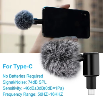 PULUZ USB Конектор-C / Type-C за мобилен телефон, Ненасочено Кондензаторен Регулируема Мини-микрофон, Преносим Микрофон