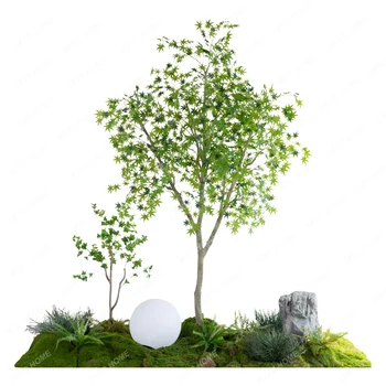 Имитация на зелен растителен пейзаж на закрито, имитация на бионического клен дърво, растение в търговския център, на ландшафта и на големия етаж от къща