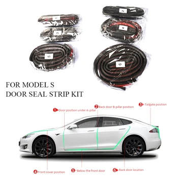 Комплект гарнитури за уплътняване на врати на автомобила Звукоизоляционная полагане на оборудване запечатване уплътнение от атмосферни влияния Комплект за намаляване на шума от вятъра за автомобилни части Tesla Model S 2016-2022 година.
