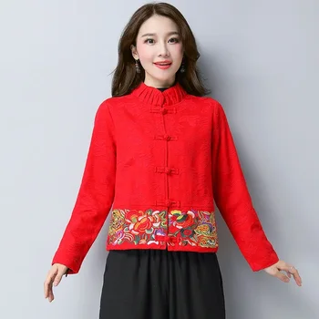 Облекло в китайски стил, Дамски дрехи 2020, топ Чонсам, Китайската Традиционна риза, блуза, памучни женски китайски върховете Hanfu 12740