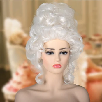 Перука на Мария-Антоанета, Перуки принцеса, Средно Къдрава Термоустойчиви Синтетични косми, Cosplay, Перука за cosplay