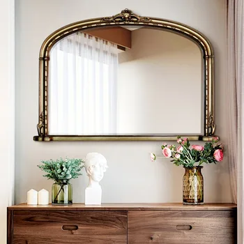 Подова огледало в стил ретро, тоалетка във френски стил, огледало за грим, златното огледало за баня, декорация на вили в стил Наньян mi